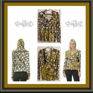 Anthropologie Vertigo Paris Mustard Lagenlook V-Neck Hoodie Size M